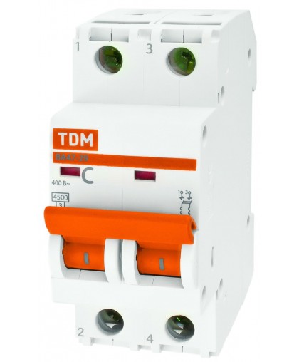 Переделанный Автоматический Выключатель TDM ВА 47-29 4.5kA на два полюса 220В